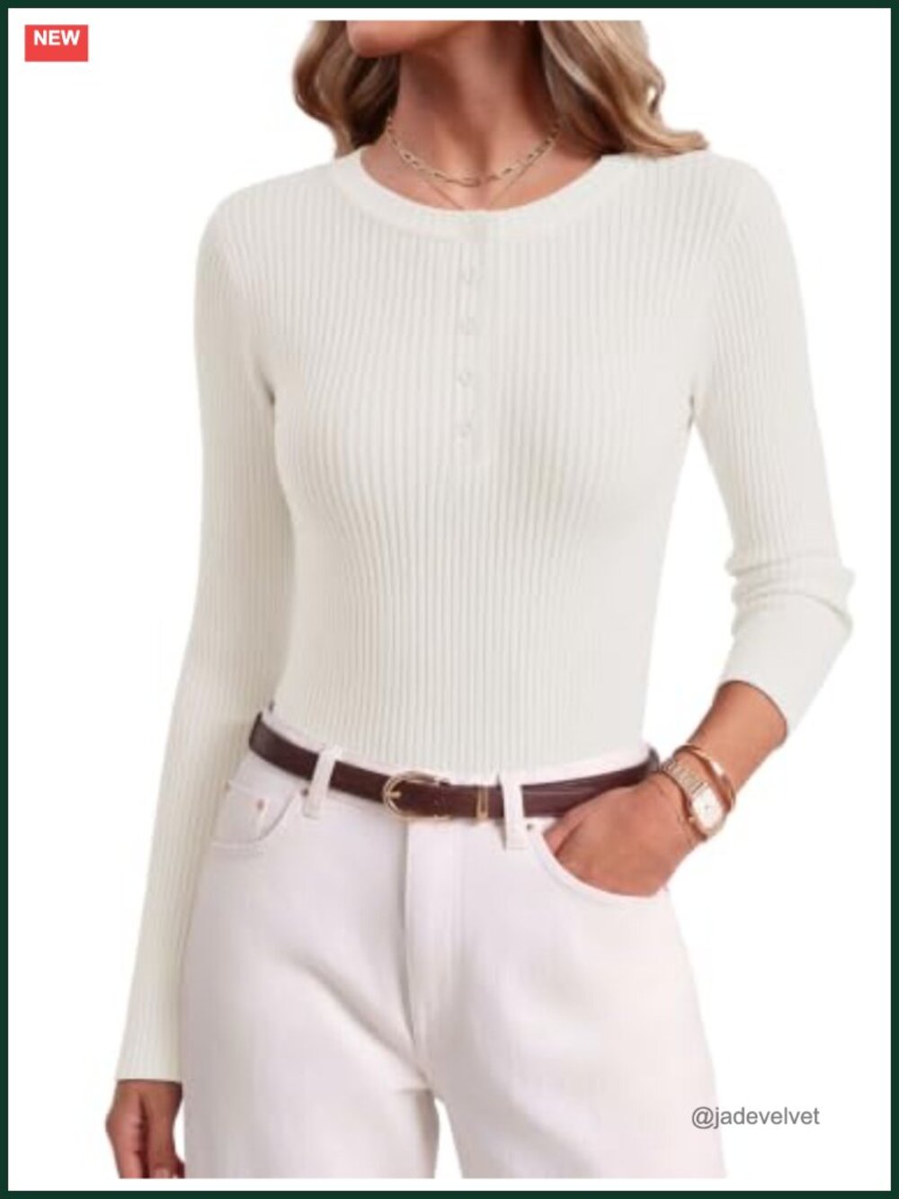 Ekouaer Women Long Sleeve Henley Rib Knit Sweater Lightweight Slim Fit Top